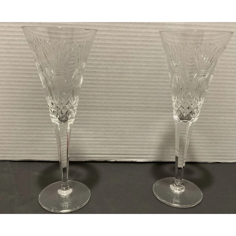 WATERFORD Crystal Toasts Millennium Toasting Champagne Flutes 2Set PICK UP ONLY